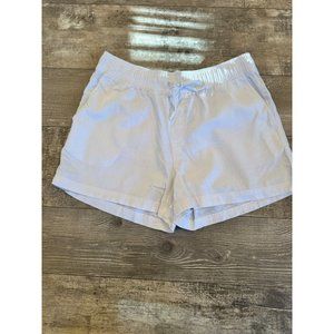 Gap Womens White Linen-Blend Shorts With Elastic Waistband & Back Pockets Large
